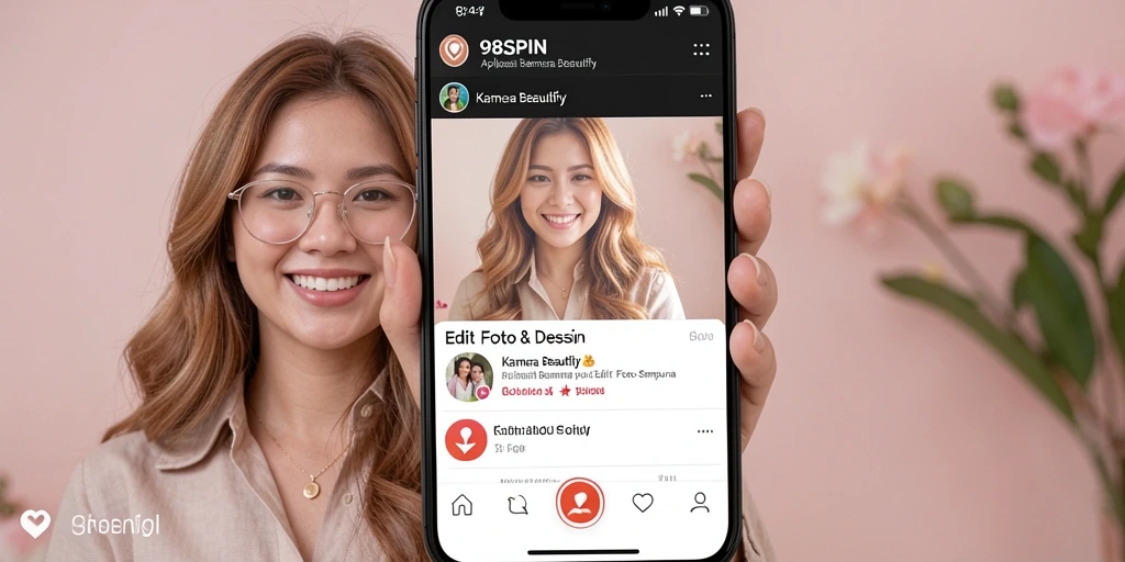 Tampilan antarmuka pengguna 98SPIN dengan fitur editing foto.