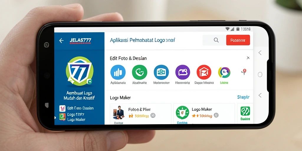 Tampilan antarmuka pengguna JELAS777 yang intuitif dalam mendesain logo.