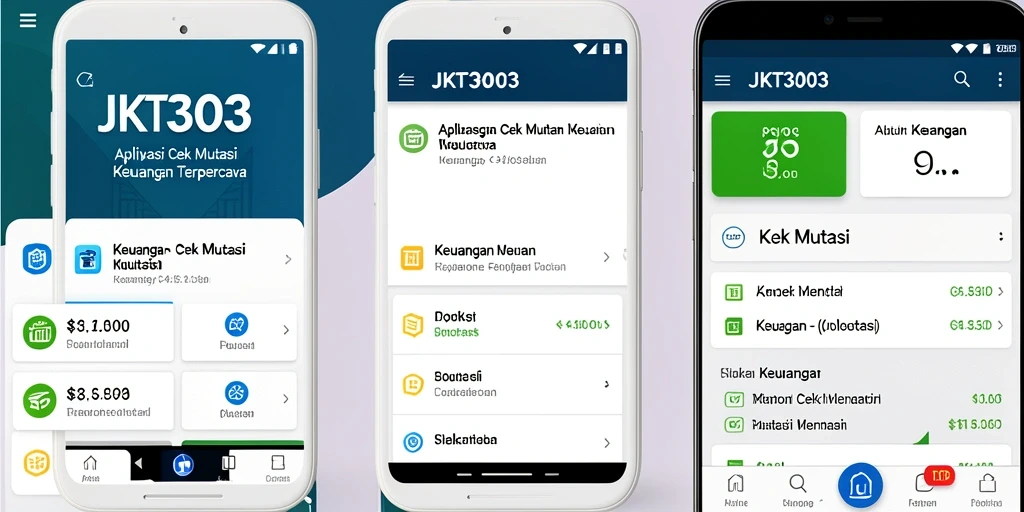Tampilan antarmuka aplikasi JKT303 untuk cek mutasi keuangan.