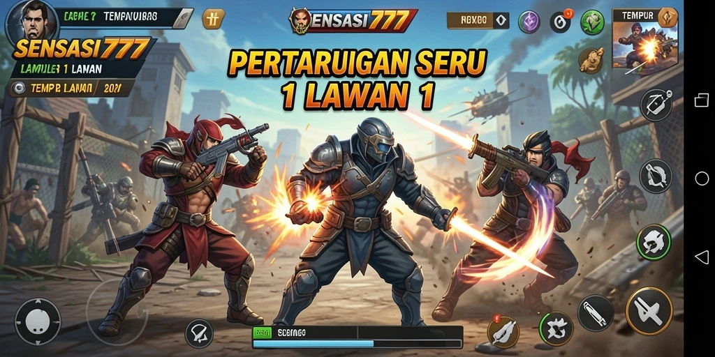 Tampilan antarmuka tempur 1 lawan 1 yang seru dan interaktif.