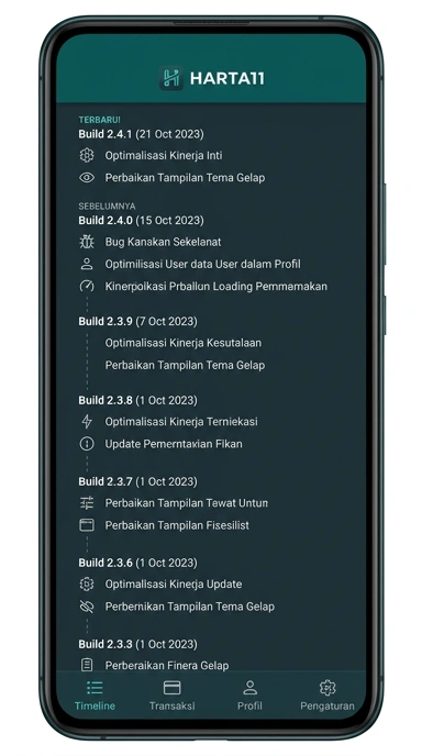 Riwayat Versi harta11 untuk Pengguna Android